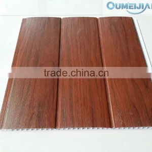 OUMEIJIA Latest Fashion Pvc Wooden Design Two Grooves Wall Panel of Interior Decoration thumbnail-1
