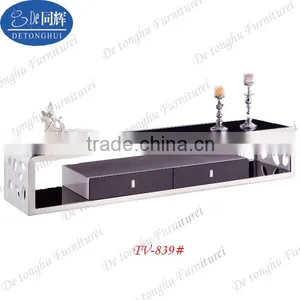 2014 Stainless Steel Frame Toughened Glass Surface TV Stand Tv-839# thumbnail-1