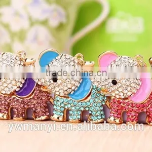 Unique Fashion Cute Crystal Elephant Keychain Rhinestone Animal Key Chains Ring Holder for Women Jewelry K0080 Quality Choice thumbnail-2