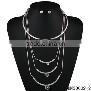 Gold Tube With Crystal Fashion Necklace Silver Tube With Crystal Necklace thumbnail-1