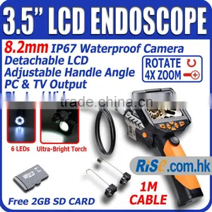 6 LED 3.5" LCD Monitor 1m/3m/5m Tube 8.2mm Inspection Camera Endoscope Borescope Scope thumbnail-1