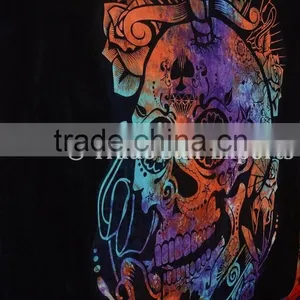 Tie Dye Skull Tapestry Indian Wall Hanging Queen Hippie Tapestries Cotton Bedspread Boho Throw Blanket thumbnail-1
