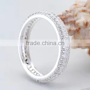 China Customize Simple Design Round Band Prong Setting CZ Diamond Wedding Ring thumbnail-1