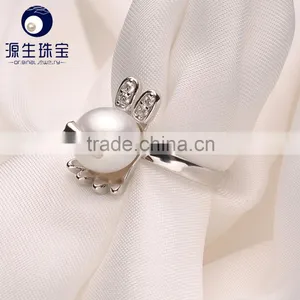 AAA Quality Freshwater Pearl Ring Designs Silver Pearl Gemstone Ring thumbnail-3