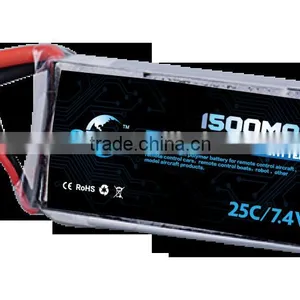 High Rate C 1500mah Ultra Thin Lipo Battery 7.4v 50c Lipo for rc Drift Car Lipo Battery Pack Supplier's Choice thumbnail-1