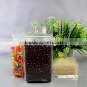 Quad Seal Box Pouch Food Grade Flat Bottom Transparent Plastic Pouch Rice Packaging Nylon pe Zipper Bag thumbnail-1