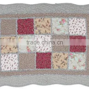 Shabby Chic Green Floral Patchwork Quilted Cotton Bedroom Bath Floor Mat Rug thumbnail-1