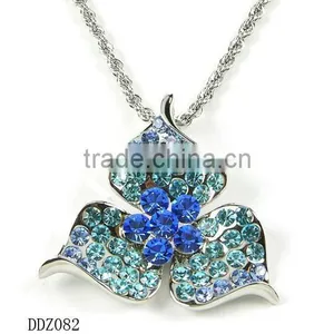2012 Fashion Imitation Jewelry Blue Rhinestone Crystal Necklace,Rhinestone Necklace thumbnail-1