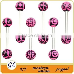 TR01031 Resin Tongue Ring , Tongue Barbell Piercing , Plastic Tongue Barbell thumbnail-5