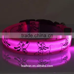 Blue Light Pet Shop Supplies Pug Pattern Pluto 2.5 CM Dual Side Light Collar For Dog thumbnail-2