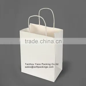 White Kraft Paper Bag With Logo Print, Promotional Recyclable Paper Carrier Bag, Fancy Design Take Away Kraft Paper Bag thumbnail-1