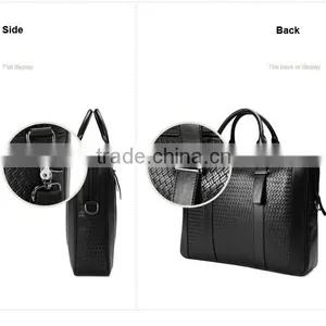 Mens Black Genuine Leather Laptop Shoulder Document Bag thumbnail-4