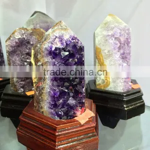 Natural Amethyst Geode Cluster Wand Point Crystal Ornaments For Sale thumbnail-1
