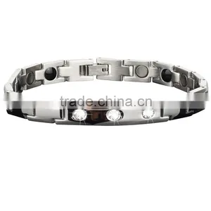 Noproblem D009 FDA Tourmaline Germanium Silver Charm Power Scalar Energy Magnetic Health Infinity Stainless Zircon Bracelet thumbnail-1