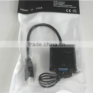 Black Color Top Quality 1080p HDMIto VGA Adaptor Converter With Audio Full HD 1080p for PC Laptop DVD BluRay thumbnail-1