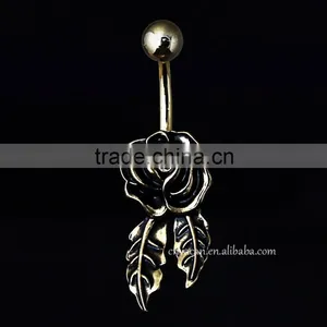 Wholesale 316L Surgical Steel Flower Crystal Navel Belly Rings Fake Industrial Piercing Jewelry thumbnail-3