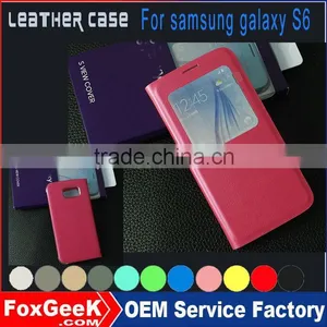 2015 Hot Sale Cell Phone Case for S6 Case. Leather Flip Case for Samsung Galaxy S6 thumbnail-1