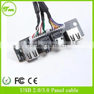 USB2.0*2 Panel Mounted Cable Adding Two Audio AV PCB7420 Port for PC thumbnail-1