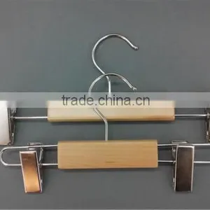 HH Brand Deluxe Swivel Pants Hangers Clamp Set Natural Pant/bottom/trouser Wooden Clip Hanger thumbnail-1