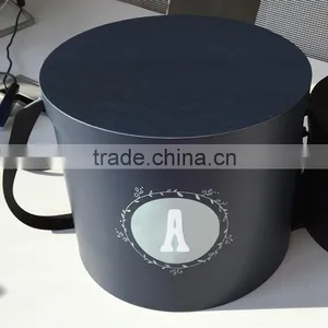 Large Round Cardboard Box With Handle thumbnail-1