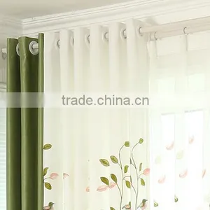 Natural Material Leaf Pattern Embroidered Grommet Curtain thumbnail-6