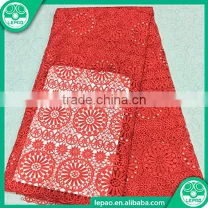 Nigeria French Guipure Lace Embroidery 2016 Top One Wholesale Cord Lace Royal Blue With Beads for Dress thumbnail-3
