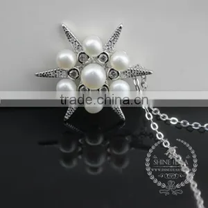 925 Sterling Silver Shining Star With Pearls Creative Pendant Necklace Fashion Women Necklace Jewelry 6360468 thumbnail-3