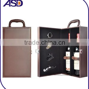 Wholesale Wine Leather Box Two Bottles Wine Packaging Boxes High Quality Red Black Brown Color thumbnail-2
