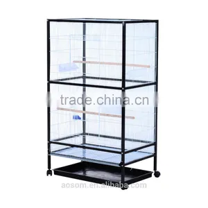 Pawhut 54"H Black/White Bird Flight Cage Stand thumbnail-4