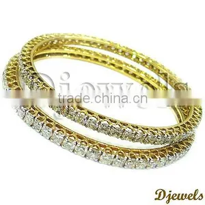 Diamond Gold Bangles, Indian Diamond Gold Bangles, Diamond Jewelry thumbnail-3