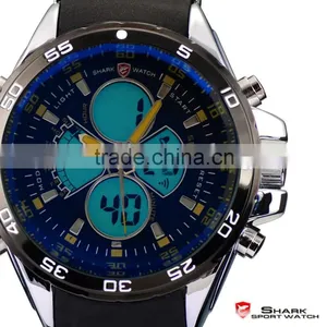 SHARK Men's Date Day Alarm LCD Sports Quartz Rubber Army Wrist Watch thumbnail-6