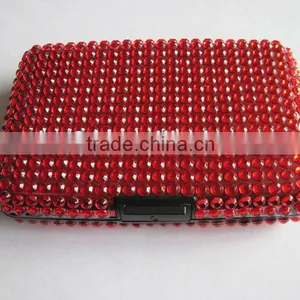 Waterproof Red Plastic Credit Card Holder Full With Rhinestone thumbnail-1