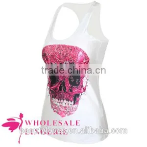 3D Pinky Skull Printed Summer Tank Top for Women, Women Summer Printed Vests thumbnail-2