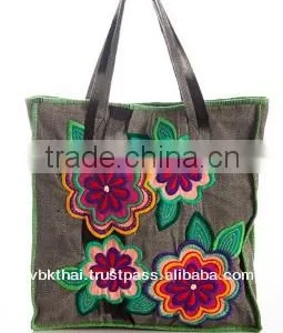 COTTON TOTE BAG WITH KAREN HANDWEAVING FABRIC thumbnail-1