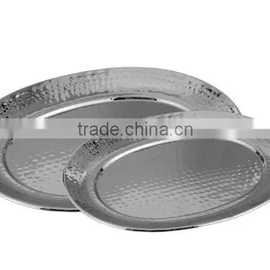 Stainless Steel Tray Oval Hammered thumbnail-1