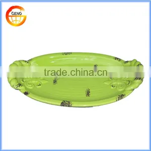 High Quality Ceramic Round Green Glaze Fruit Plate thumbnail-1