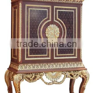 Antique Wooden Curio Cabinet, Luxury Hand Carving Decorative Cabinet, Living Room Painting Storage Cabinet thumbnail-1