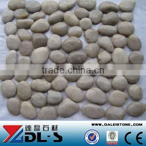 White Pebble Tile High Polished Flat Stone Pebble Tile Sheets thumbnail-1