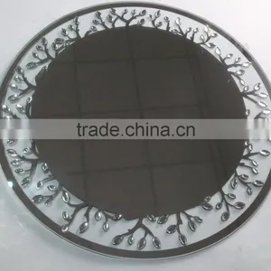 Round Acrylic Beaded Frameless Wall Mirror for Home Decoration thumbnail-1