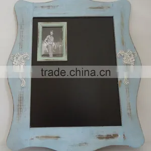 Antique Hanging Wooden Wall Chalkboard With Photo Frame & Resin Decor thumbnail-2