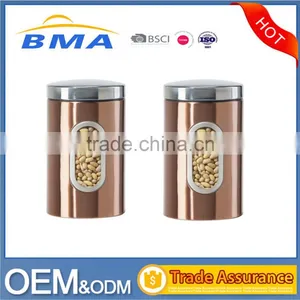 Golden Kitchen Storage Containers Stainless Canister With Window thumbnail-1