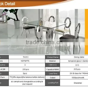 TH313 Guangdong Good Quality Glass Top Table thumbnail-3