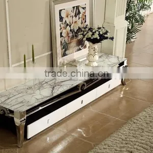 Stone TV Stand Stainless Steel Legs With Drawer thumbnail-3
