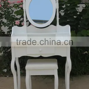 Modern Style White Wooden Dressing Table With Stool and Mirror? K/D Dresser thumbnail-3