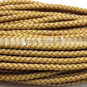 Braided Round Leather Cords 100% Real Leather 4mm for Making Leather Bracelets thumbnail-3