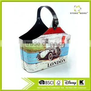 Fabric Storage Bin, PU Basket Shelf With Faux Leather Handle for Portability thumbnail-1