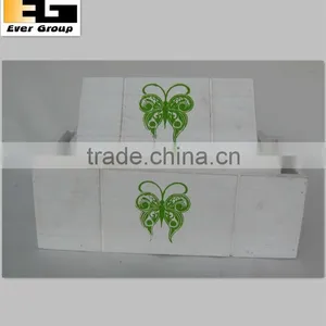 White Wash Rectangular With Deco Wooden Flower Planter thumbnail-1