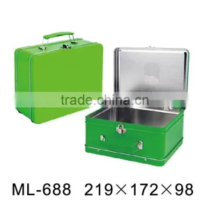 Hot Sale!Food Grade Lunch Tin Box With Handle and Lock thumbnail-1