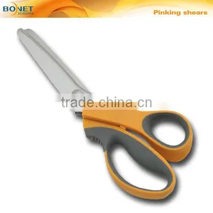 S21022 LFGB Certificated 9-1/4" Pinking Scissors With Orange Handle Cloth Shears thumbnail-1