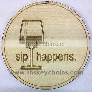 Wine Themed Wooden Coaster Laser Engraved thumbnail-1